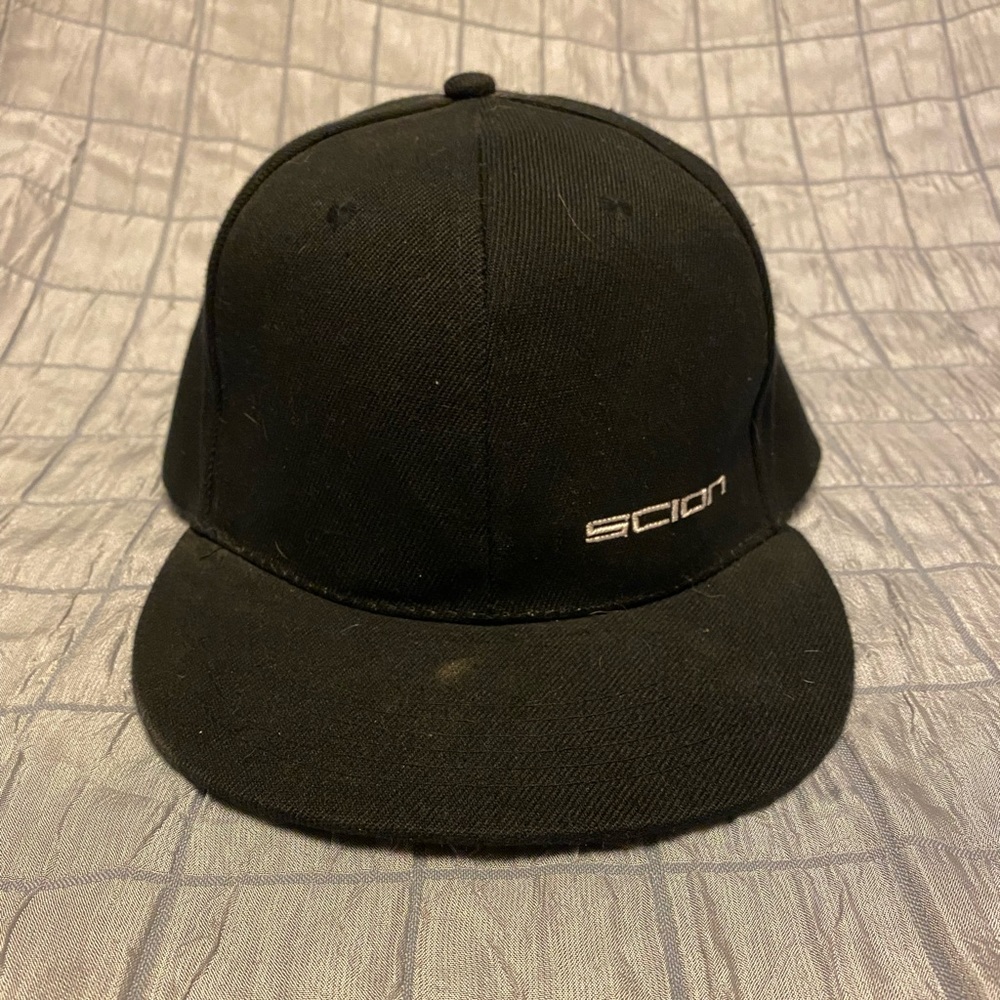 Scion snap back flat bill hat black unisex